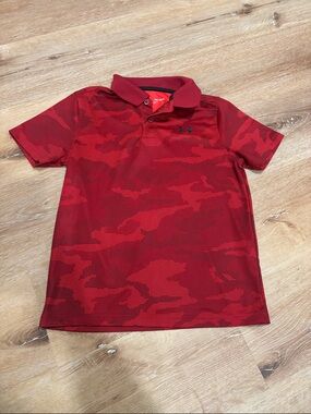 Under Armour Red Camo Golf Polo Shirt for Kids